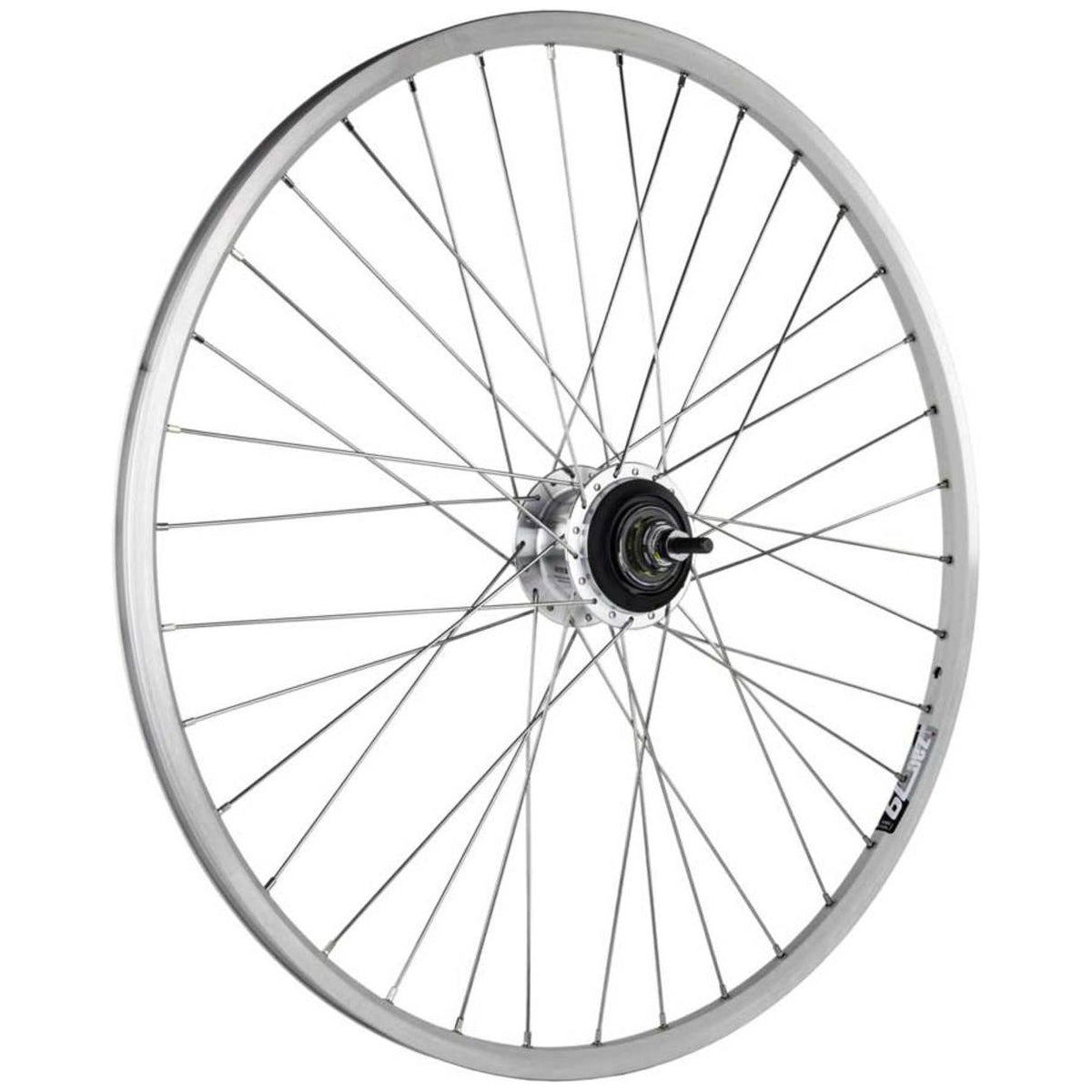 Zilverkleurig achterwiel 28x13/8 Zac19 Nexus 7 aluminium met 24mm rollerbrake voor stadsfiets