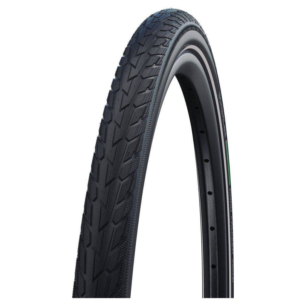 Schwalbe Road Cruiser 20x1.75 stadsfiets buitenband met reflectie en K-Guard in zwart, geschikt voor stadsfiets.