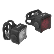 Zwart Axa Niteline 44-R Led Usb verlichtingset met lampen, geschikt voor fietsen, met USB-oplaadfunctie, op een witte achtergrond
