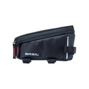 Basil Sport Design 1-liter waterdichte zwart frametas, geschikt voor fiets of outdoor activiteiten, met stevige riem en waterafstotend materiaal