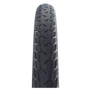 Schwalbe 26-inch Road Cruiser stadsfiets buitenband met groene K-Guard, zwart, geschikt voor dagelijks stadsgebruik.