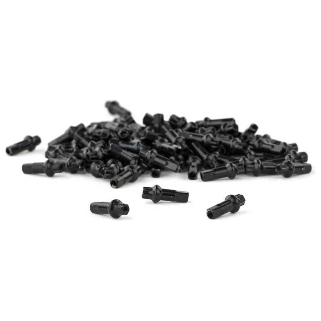 Zwarte DT Swiss Spaaknippel DT Squorx PL Al 14/15mm voor fietswielen, zichtbaar op de afbeelding