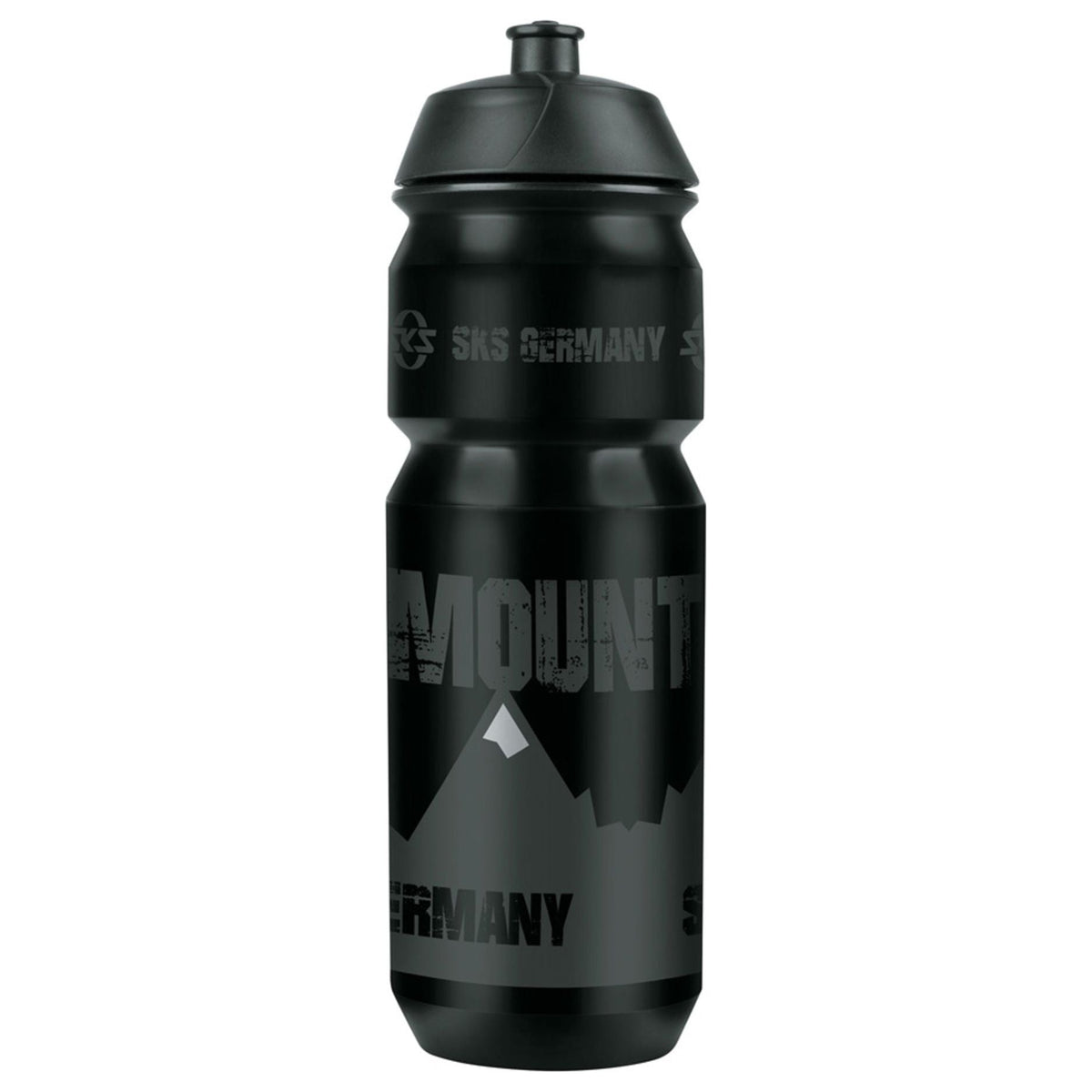 Zwart SKS bidon van 750 ml met lekvrij push/pull-ventiel voor sportief gebruik, zichtbaar met sluitdop en soepele grip.