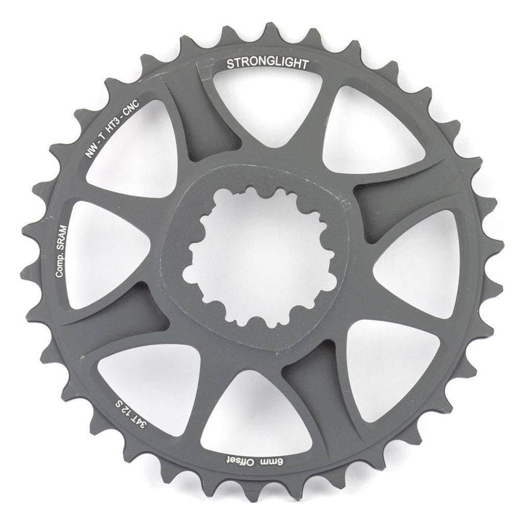 Sterklight XX1/X01 Eagle kettingblad 34T zwart voor 12-speed, direct mount met 6mm offset, zichtbaar in het beeld