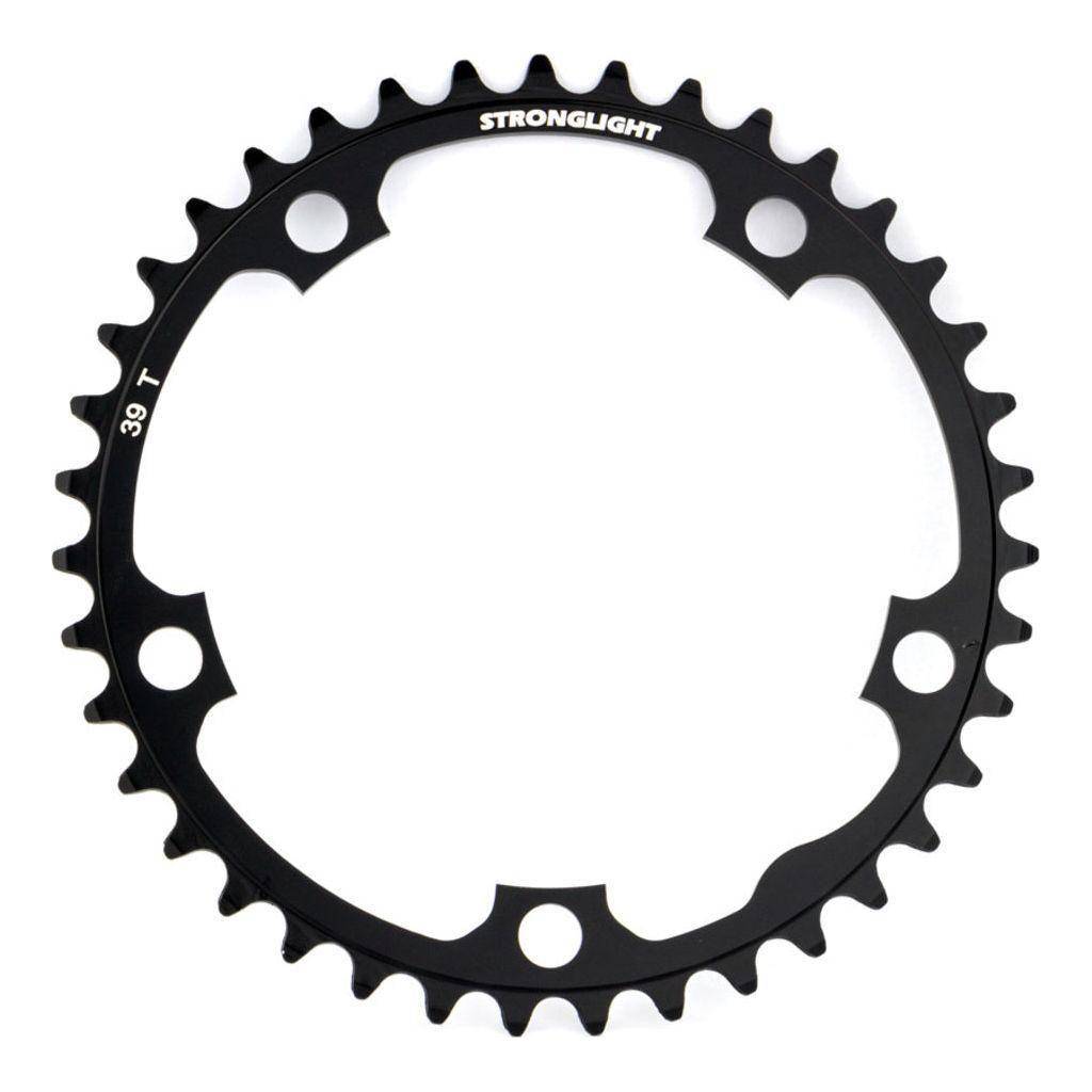 Sterklight kettingblad voor Shimano/Sram/Fsa, 39T, zwart, 10-speed, Dural, steek 130, geschikt voor racefiets en mountainbike