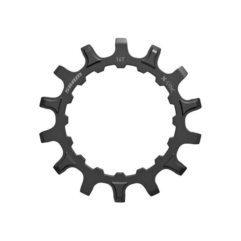 Zwart Sram kettingwiel voor Bosch e-bike, zichtbaar met tandwielen en montageonderdelen in de afbeelding