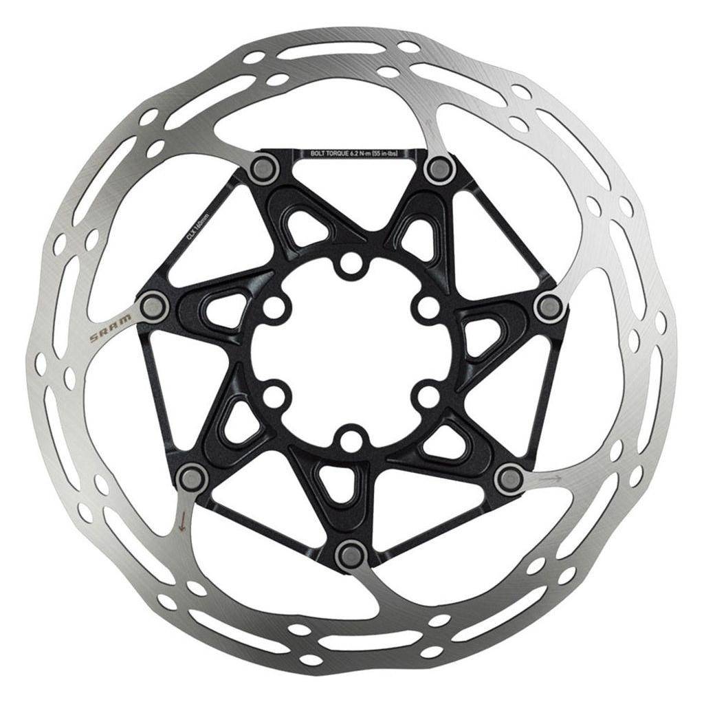 Zwarte Sram Centerline 2P remschijf van 180 mm met afgeronde randen voor optimale remprestaties