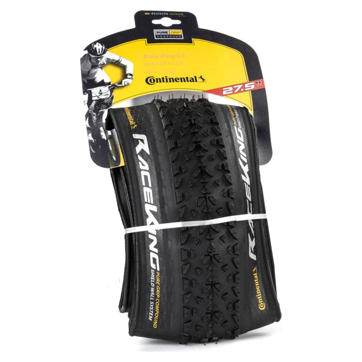 Zwarte MTB buitenband 27.5" Continental Race King II TLR Performance 55-584 met vouwband, geschikt voor mountainbikes.