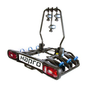 Hapro Atlas Premium III fietsendrager voor trekhaak, 3 fietsen, kantelbaar, zwart en blauw, geschikt voor auto’s