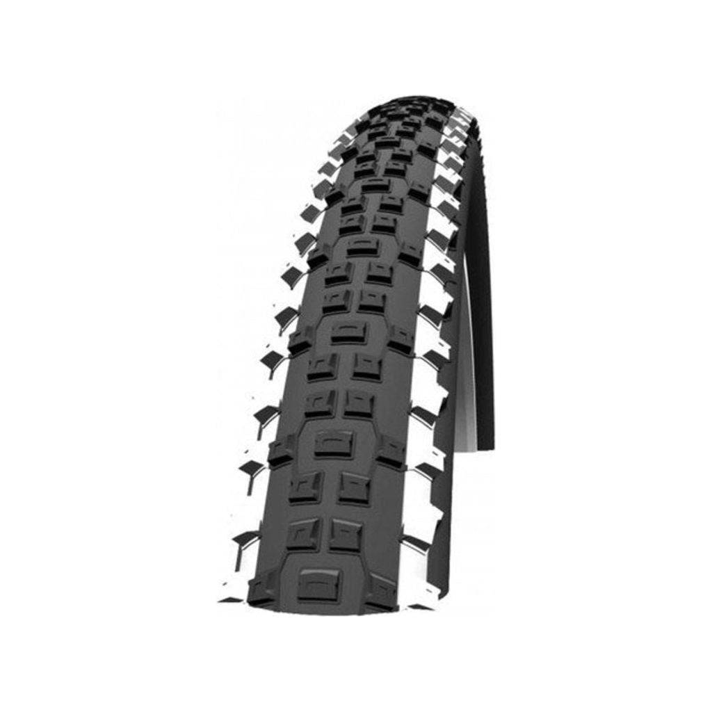 Schwalbe 27.5" MTB buitenband Rapid Rob K-Guard zwart/wit met profiel en markeringen, geschikt voor mountainbikes.