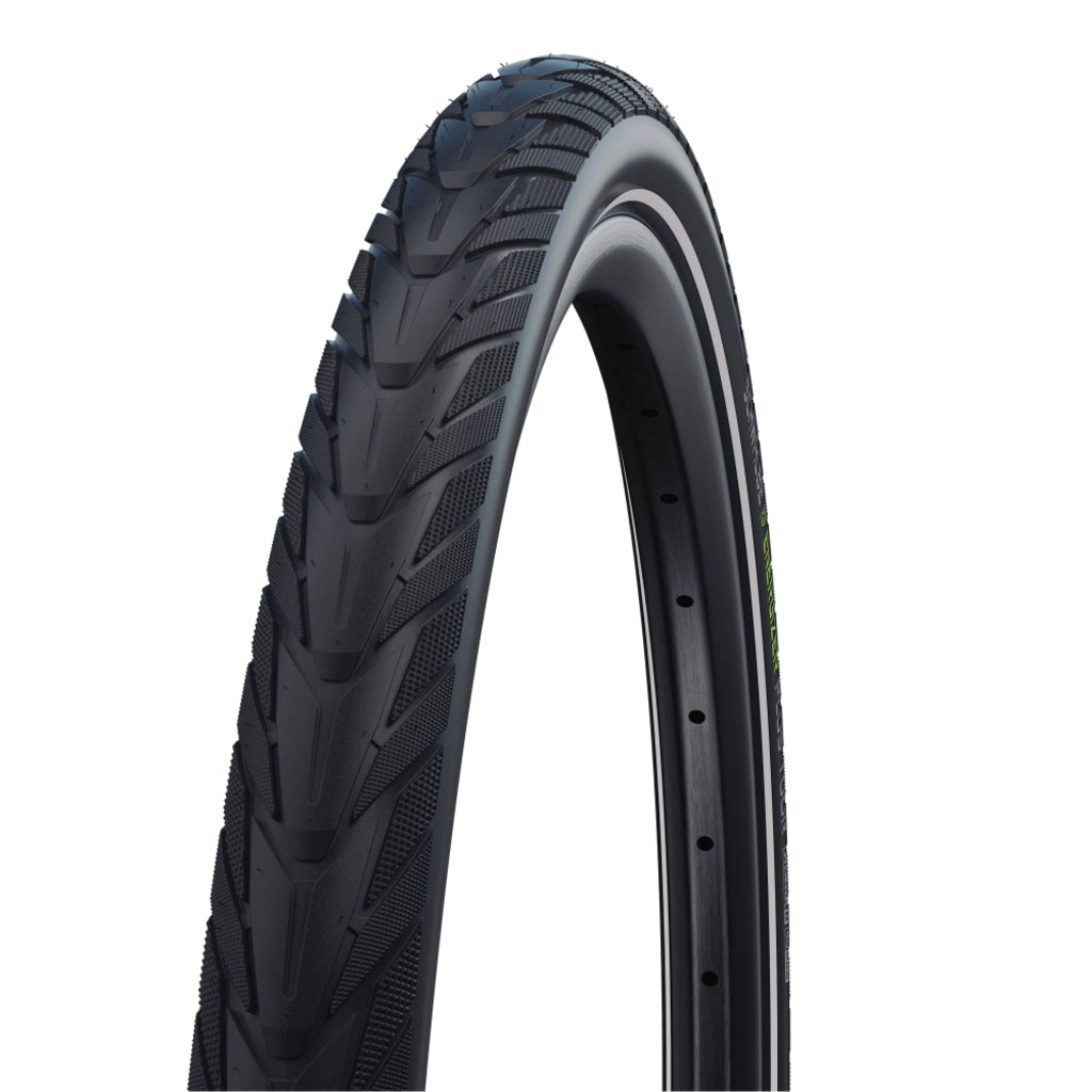 Schwalbe Energizer Plus 26x1.75 E-bike buitenband met reflectie, zwart, geschikt voor elektrische fietsen.