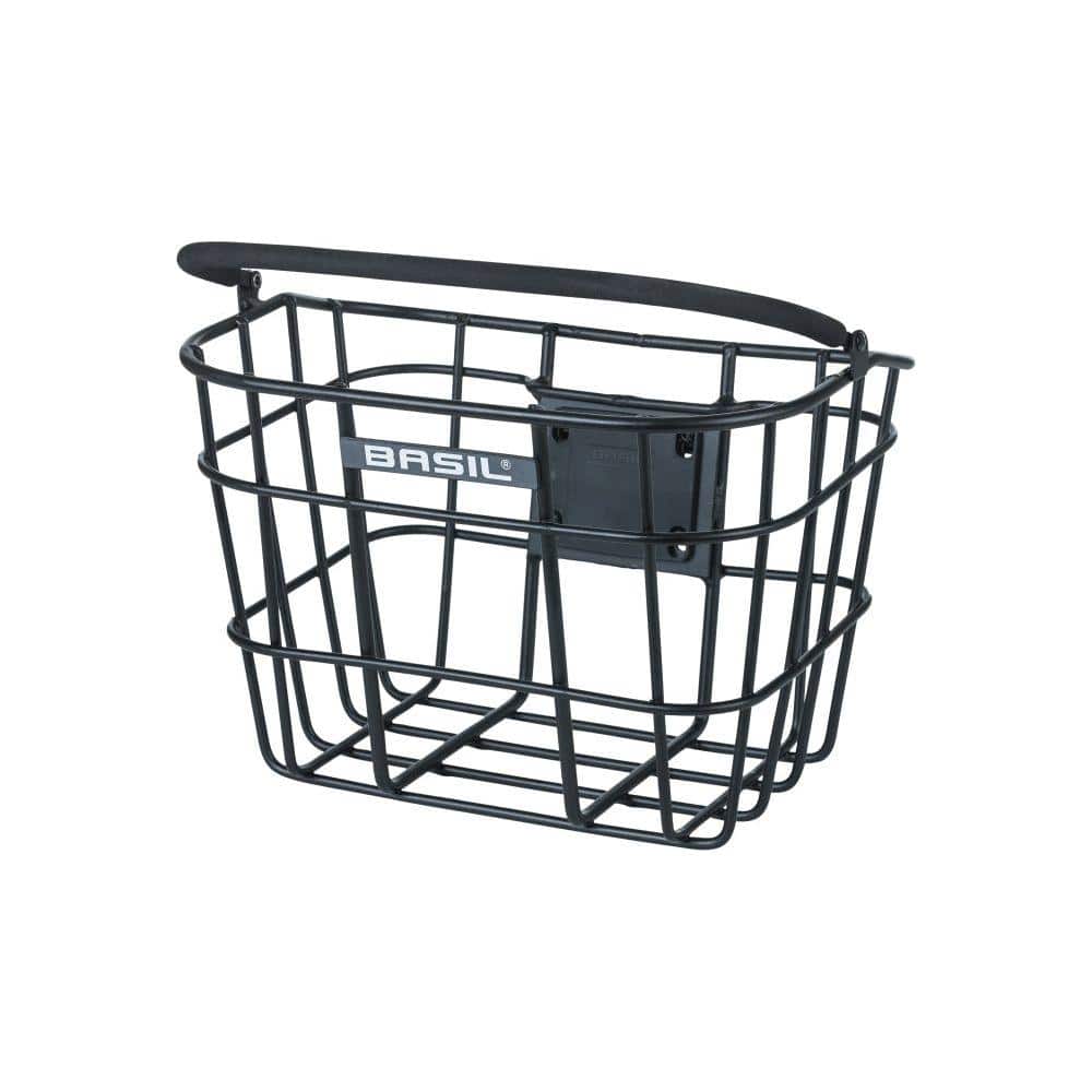 Basil Bremen alu fietsmand matzwart, 28x37x26 cm, stevige aluminium fietsmand voor voor- of achterdrager