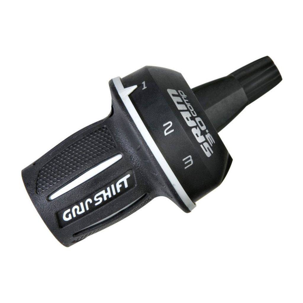 Zwarte SRAM Gripshift 3.0 Micro Links shifter met bedieningsknoppen en kabel, geschikt voor mountainbikes en racefietsen