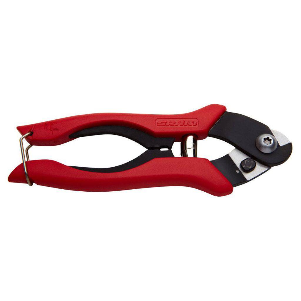 Sram Grs kabelkniptang in rood en zwart, ideale gereedschap voor het knippen van kabels en draden.