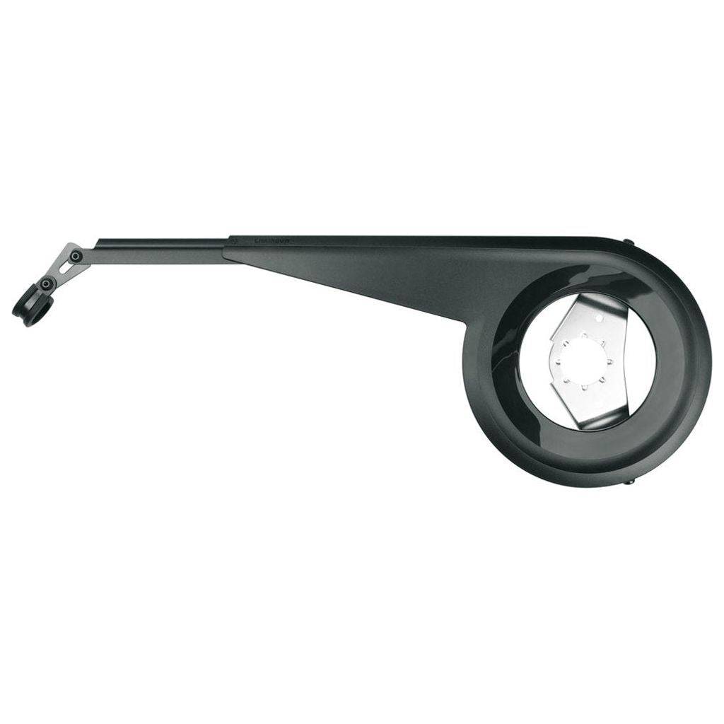 Zwart SKS Chainbow kettingscherm voor 26/28 inch fietsen, beschermt de ketting en voorkomt vuil en stof.