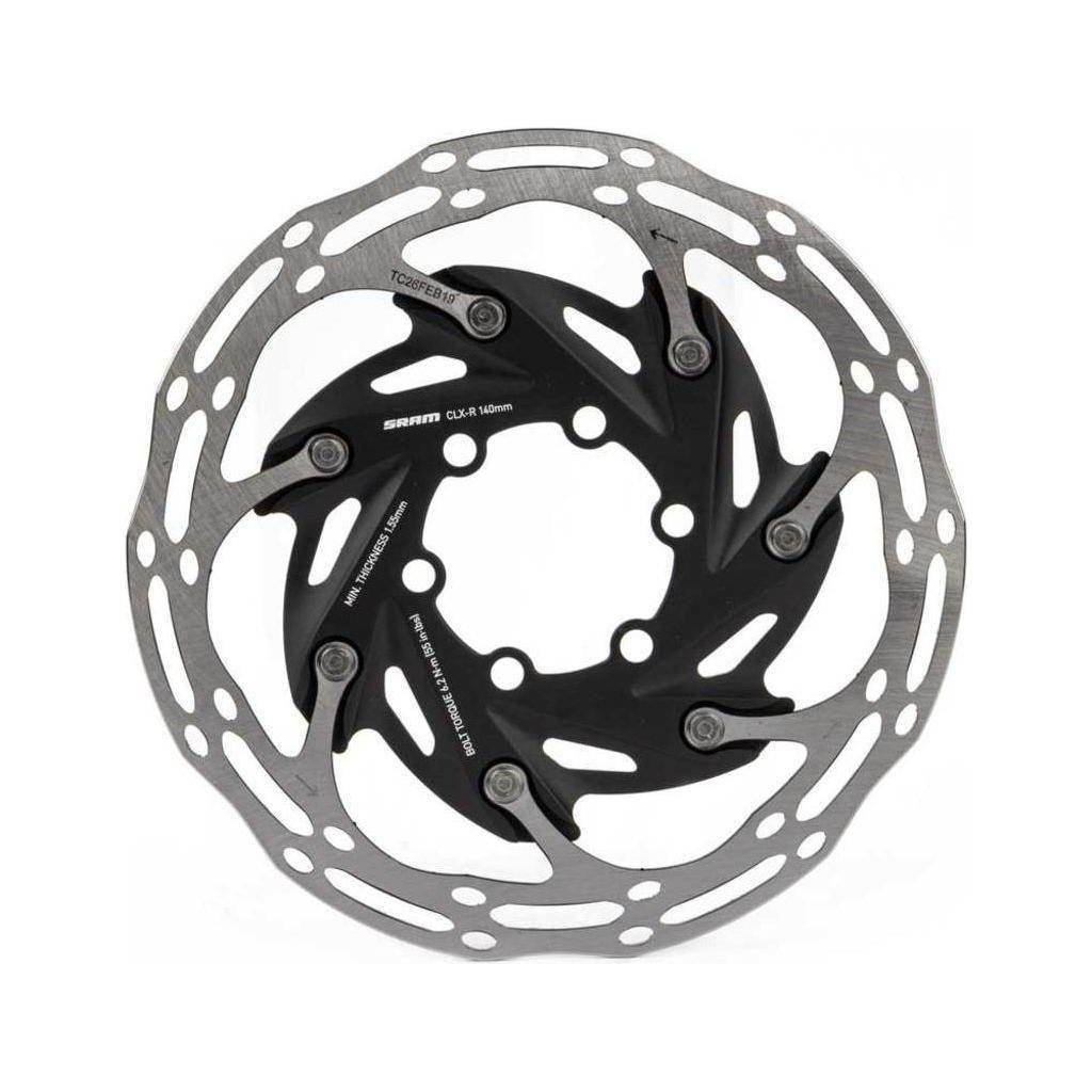 Zwarte Sram Centerline X Road 2P remschijven, uitgerust met ventilatiegaatjes voor optimale remprestaties.