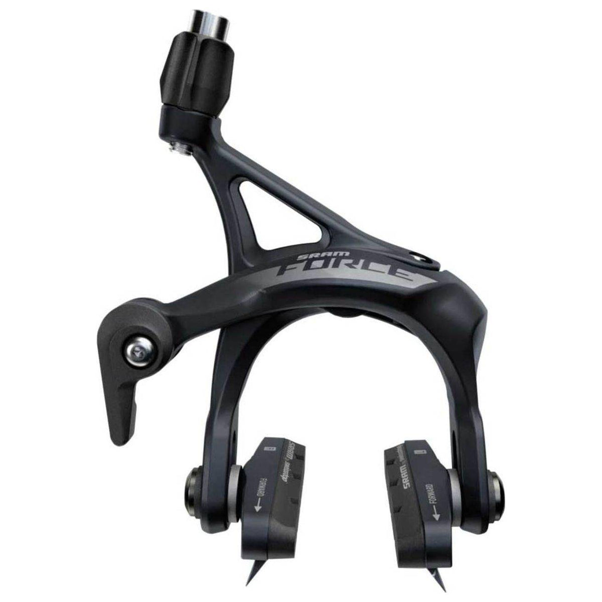 Zwarte en grijze Sram Rem Force D1 V rem met 16 mm remkracht voor fiets, zichtbaar in close-up foto.