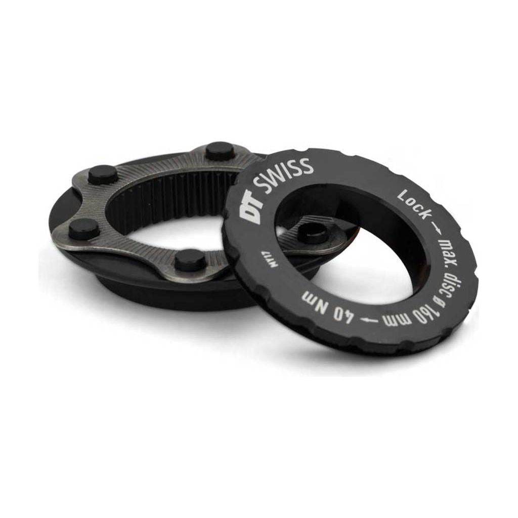DT Swiss Center Lock adapter voor racefiets, 160 mm, 12 mm steekas, compatibel met DT Swiss naaf en wiel.