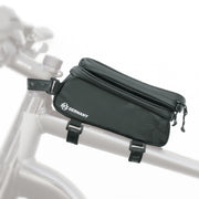 Zwarte SKS Explorer Smart fietsframe tas van 1,35 liter, geschikt voor bikepacking, bevestiging op fietsframe.