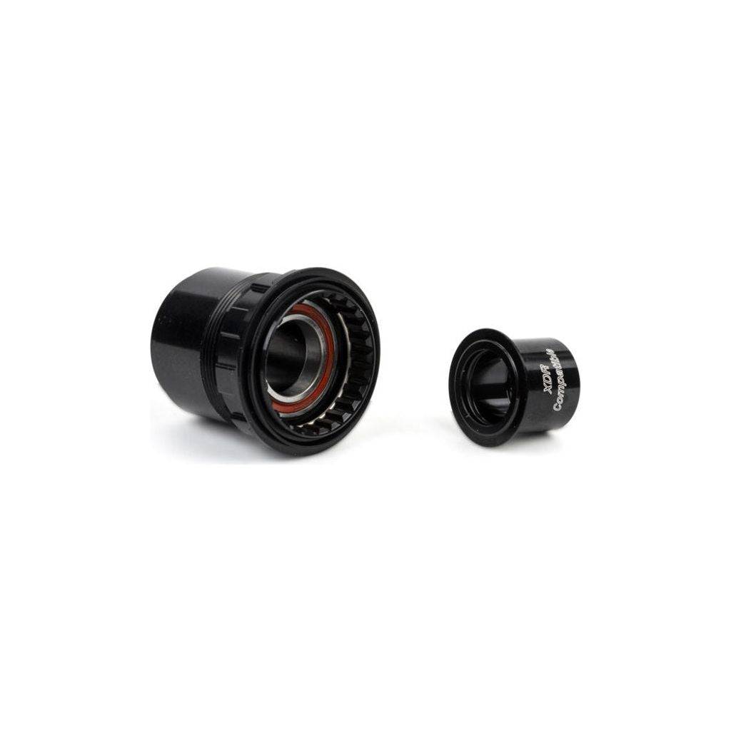 DT Swiss Naafd DT Body Kit Ratchet XDR 142/12, close-up van de ratchet body voor fietsnaaf, zwart en metalen onderdelen zichtbaar