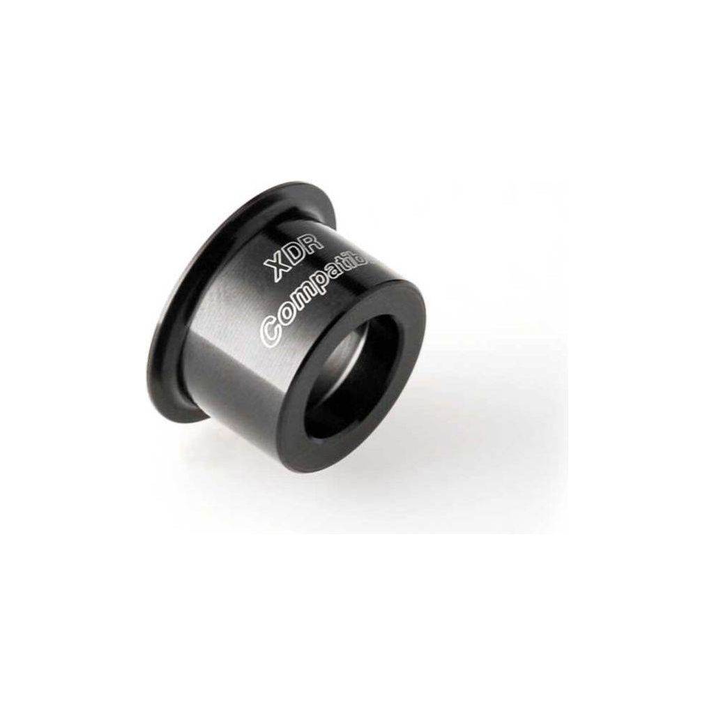DT Swiss Naafd DT Eindbus A 240S R 135/12 XDR, close-up van de naafdelen voor fiets, zwart en robuust design