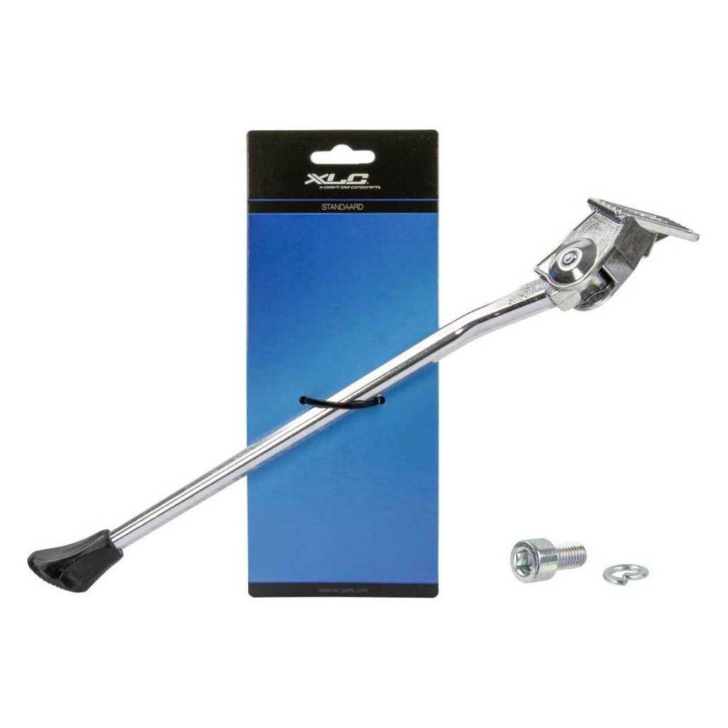 Zilveren XLC standaard 28 inch met inb 300 voor fiets, zichtbaar in de afbeelding.
