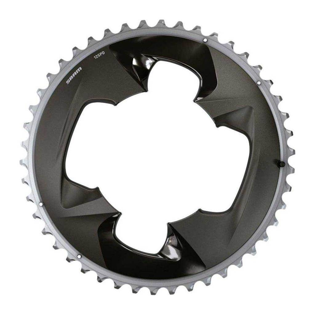 Sram Force 12V kettingblad in polar grey, 12-speed fietscomponent met steek van 107 mm, zichtbaar op de afbeelding.
