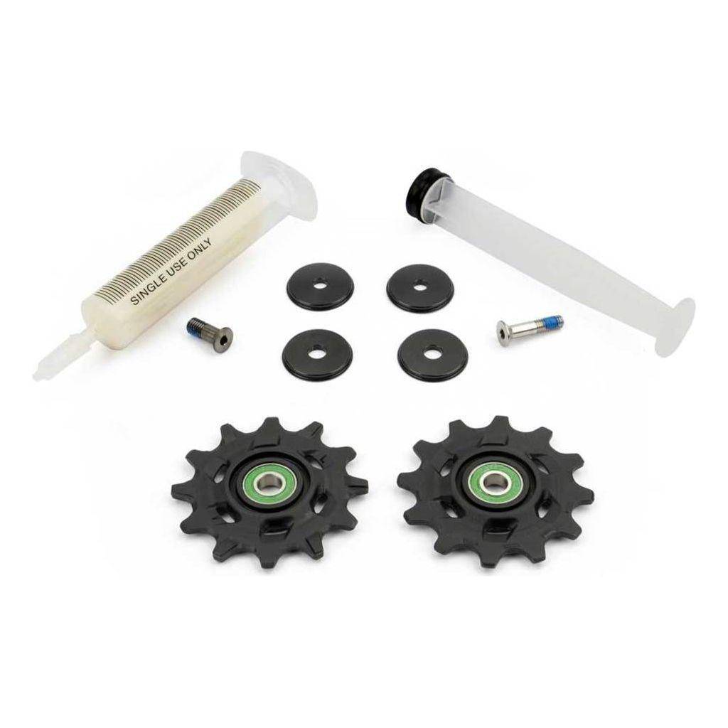 Sram Red Etap Axs derailleurwieltjes met keramische lagers voor 12V elektrische fietsversnellingen, zwart en klein in beeld