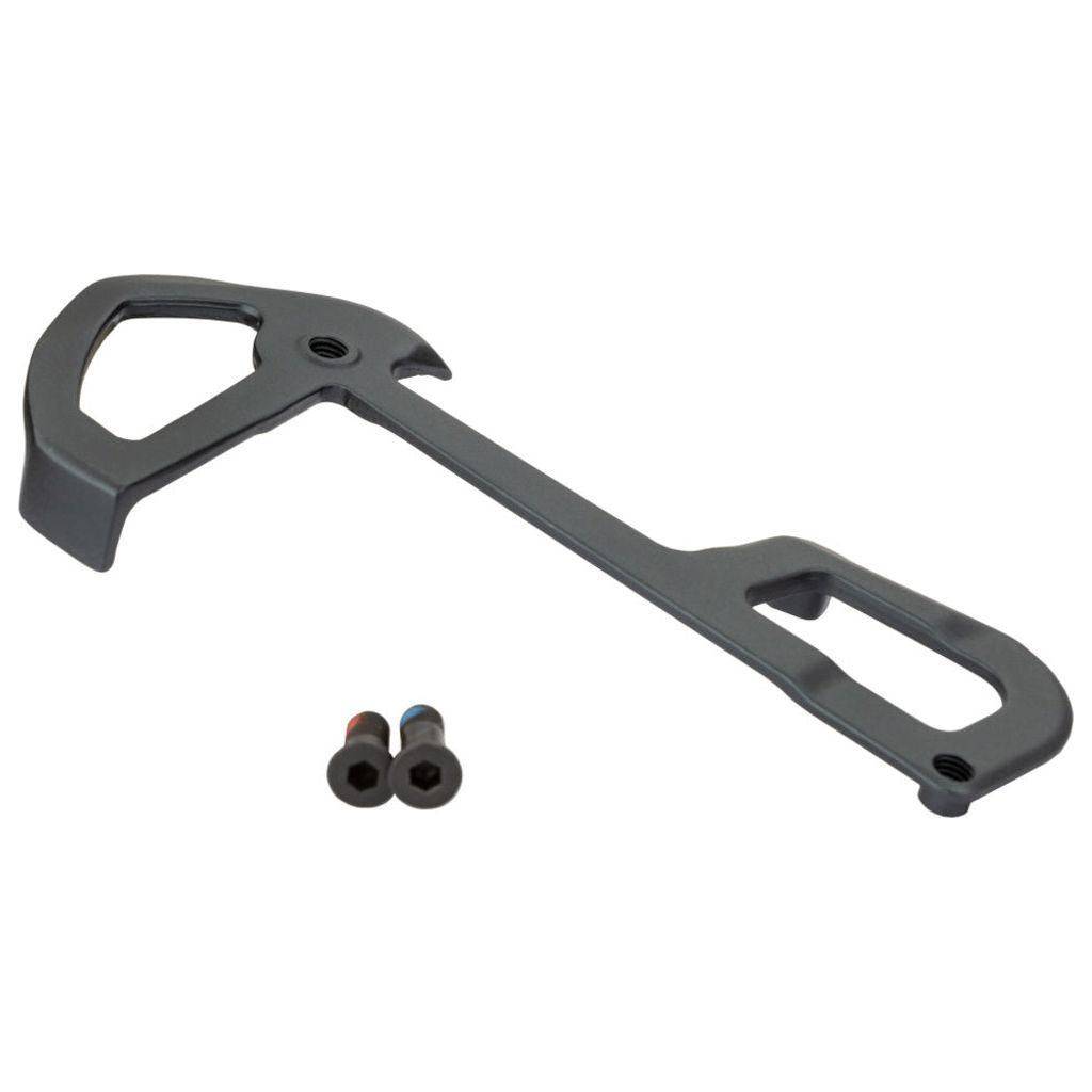Zwart/grijze Sram Derailleur Xx1 Eagle Axs kooi voor mountainbiken, gedetailleerde close-up van de derailleur en schakelsysteem