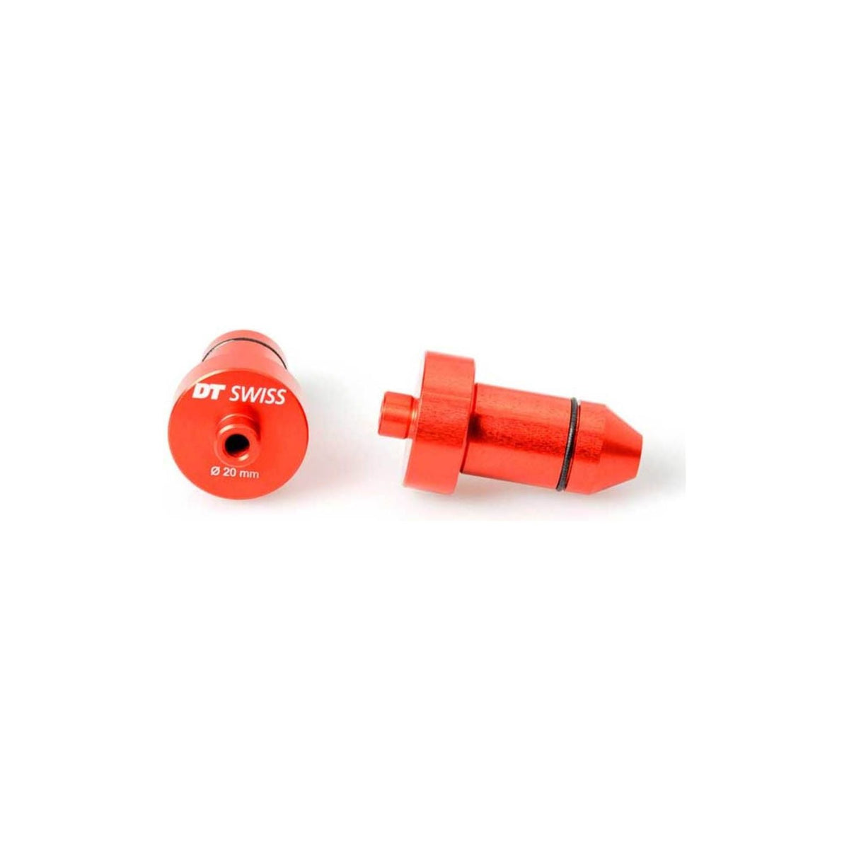 DT Swiss GRS wieladapter set voor 20 mm as, geschikt voor wielonderdelen, toont de adapter en installatie onderdelen.