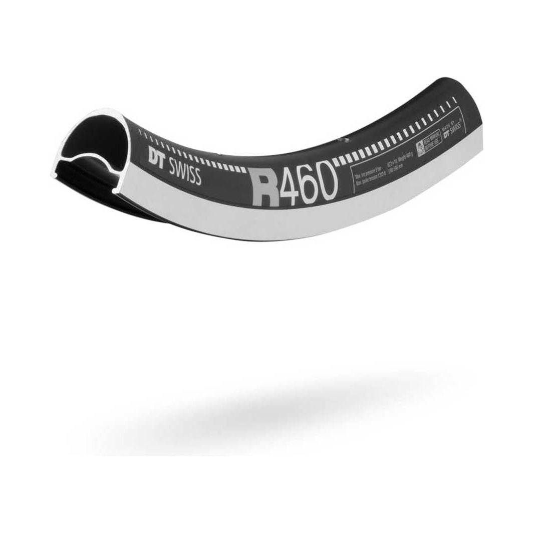 Zwarte 28-inch DT Swiss R460 aluminium velg met 23mm breedte en 24/14 spaakpatroon, geschikt voor mountainbike of racefiets