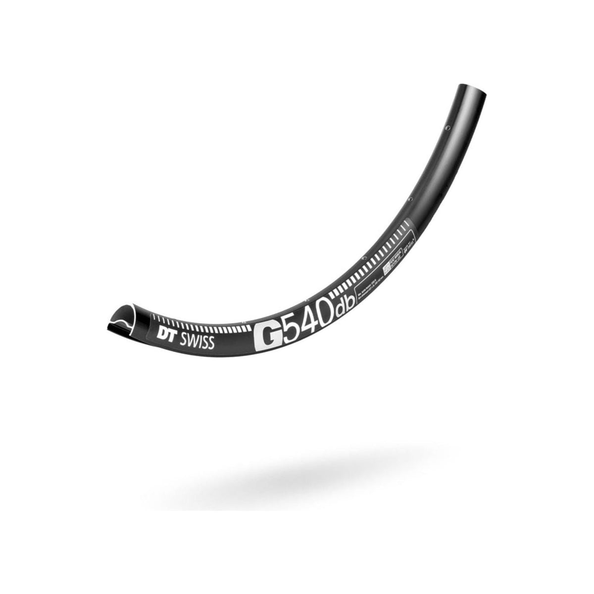 Zwarte 29-inch DT Swiss G540 DB disc aluminium velg met 28mm breedte en 32/14 spaakpatroon, geschikt voor mountainbikes.