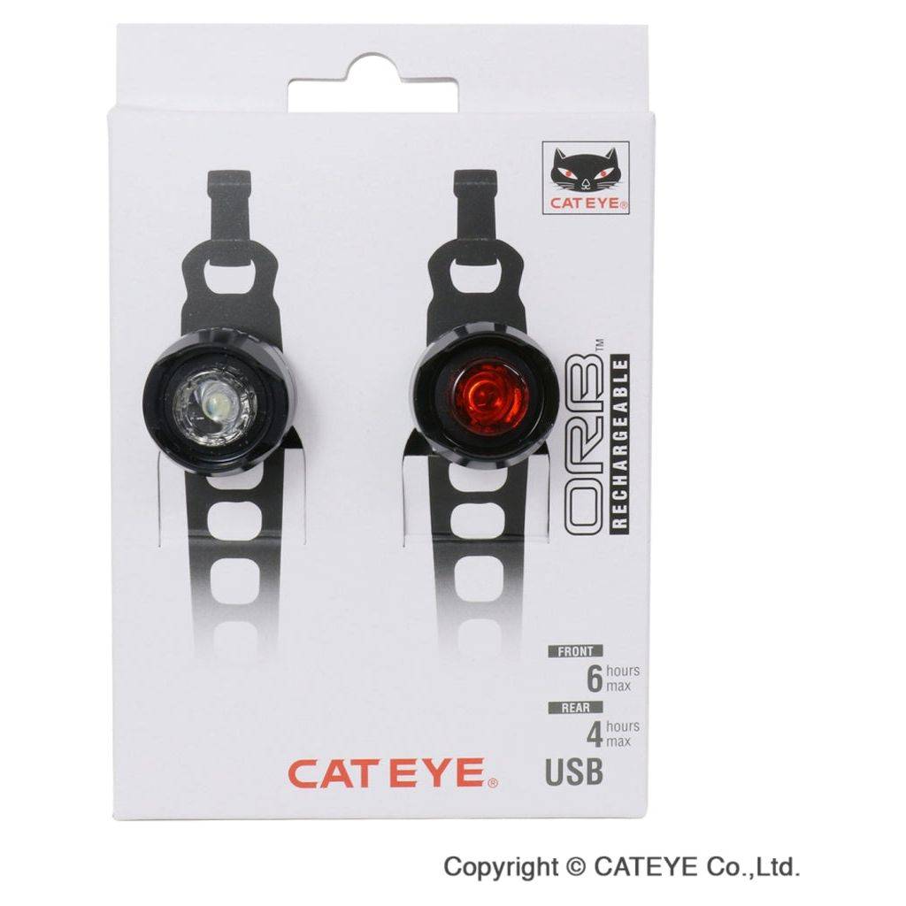 Lampset Cateye Orb Rechargeable Sl-Ld160Rc-F + Sl-Ld160Rc-R Led Usb Oplaadbaar Zwart - Le Coq Wielerartikelen