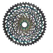 Sram Xg1299 12-speed cassette met 10-50T tandwielen, geschikt voor mountainbikes en racefietsen, zwart metalen afwerking