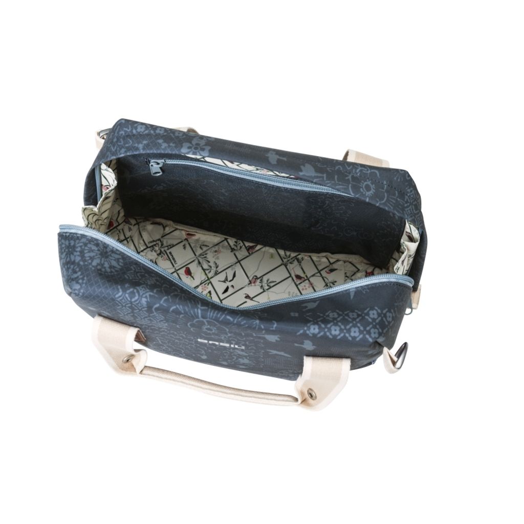 Basil Boheme City Bag stuurtas fiets tas met KF-adapterplaat, 8 liter capaciteit, zwart, geschikt voor stadsfietsen