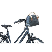 Basil Boheme City Bag 8 liter stuurtasfiets met KF-adapterplaat, zwarte fietsstuurtas met opbergvak en verstelbare riem