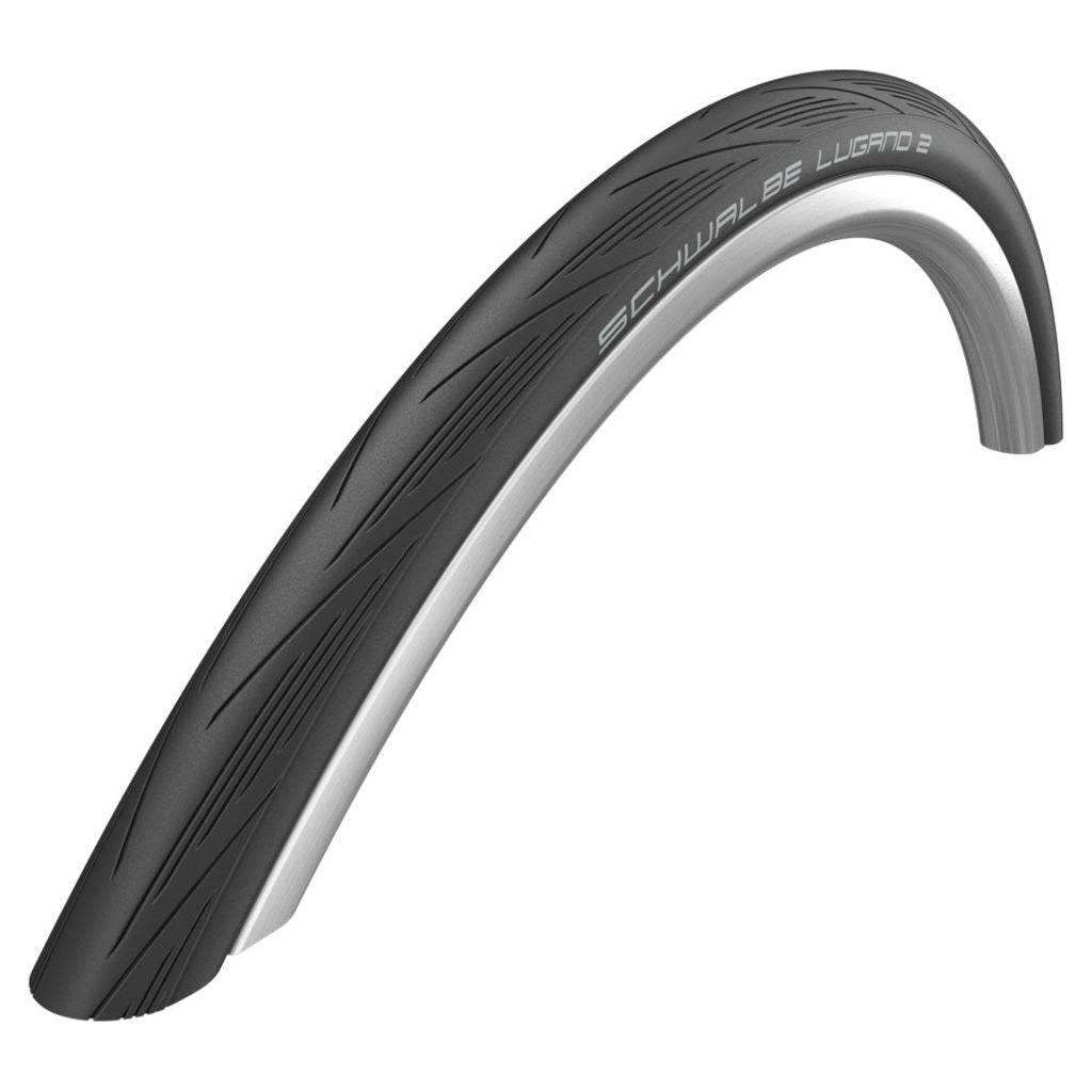 Zwarte Schwalbe Lugano II 28-inch racefiets buitenband met K-Guard vouwband, geschikt voor snelle ritten en goede grip.