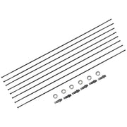 Zwart set van 8 DT Swiss CR1400 Dicut 25 DB spaakkits voor voor- en achterwielen, inclusief 8 spaaks.