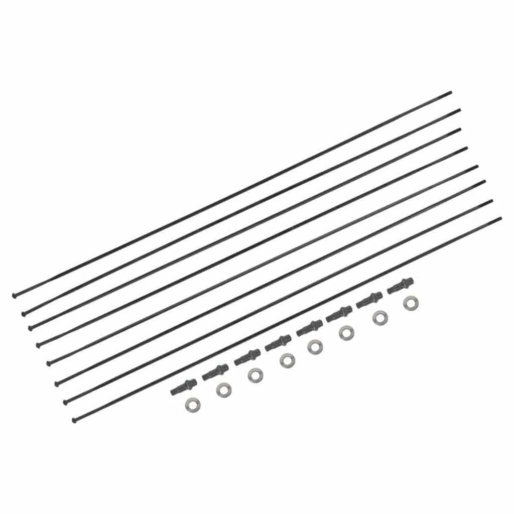 Zwart set DT Swiss Spaakkit DT ER1400 Dicut 21 Db V+A met 8 spaken, zichtbaar in de afbeelding