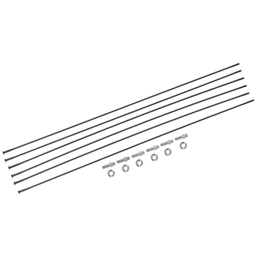 Zwart set van DT Swiss Spaakkit DT Hx1501 Spline 29 V+A, inclusief wielen en componenten, voor mountainbikes.