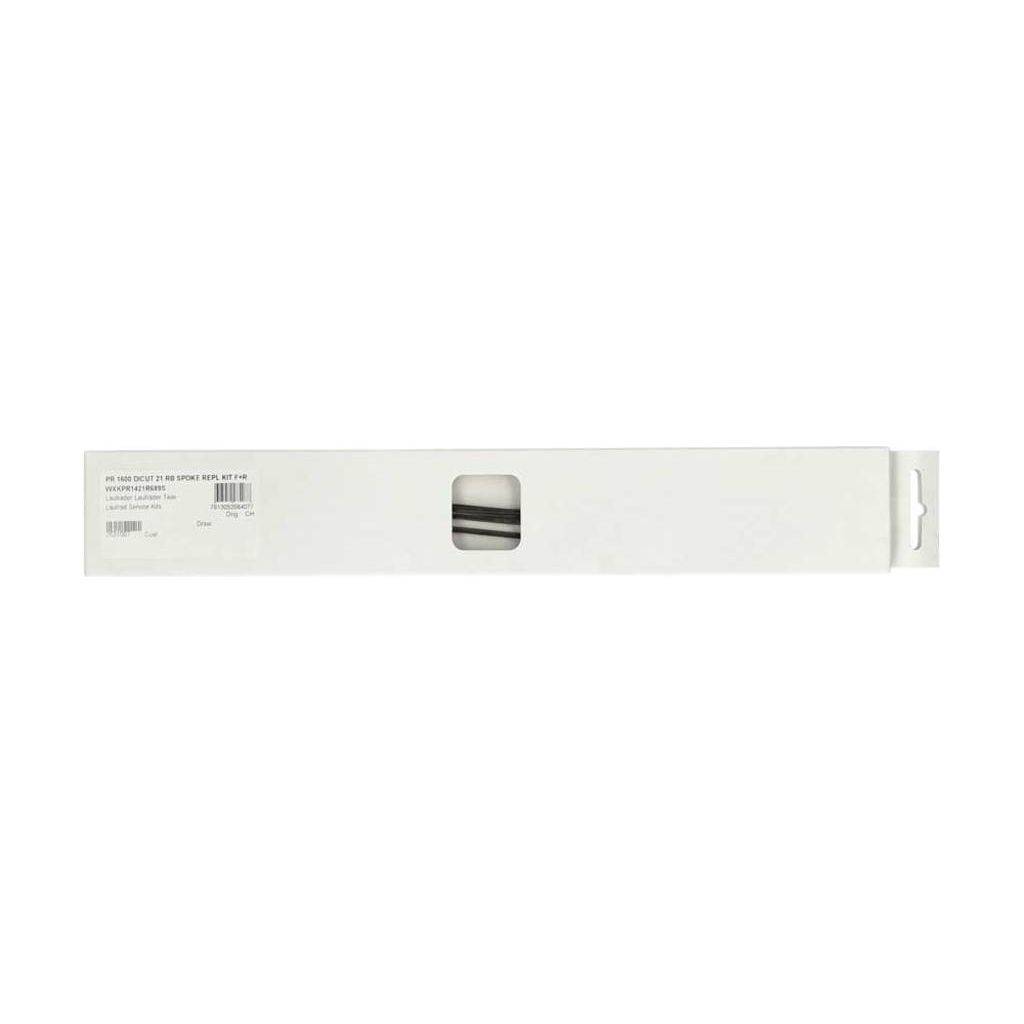 Zwart set van 6 DT Swiss PR1600 Dicut 21 spaakkits voor voor- en achterwielen, inclusief 6 stuks.