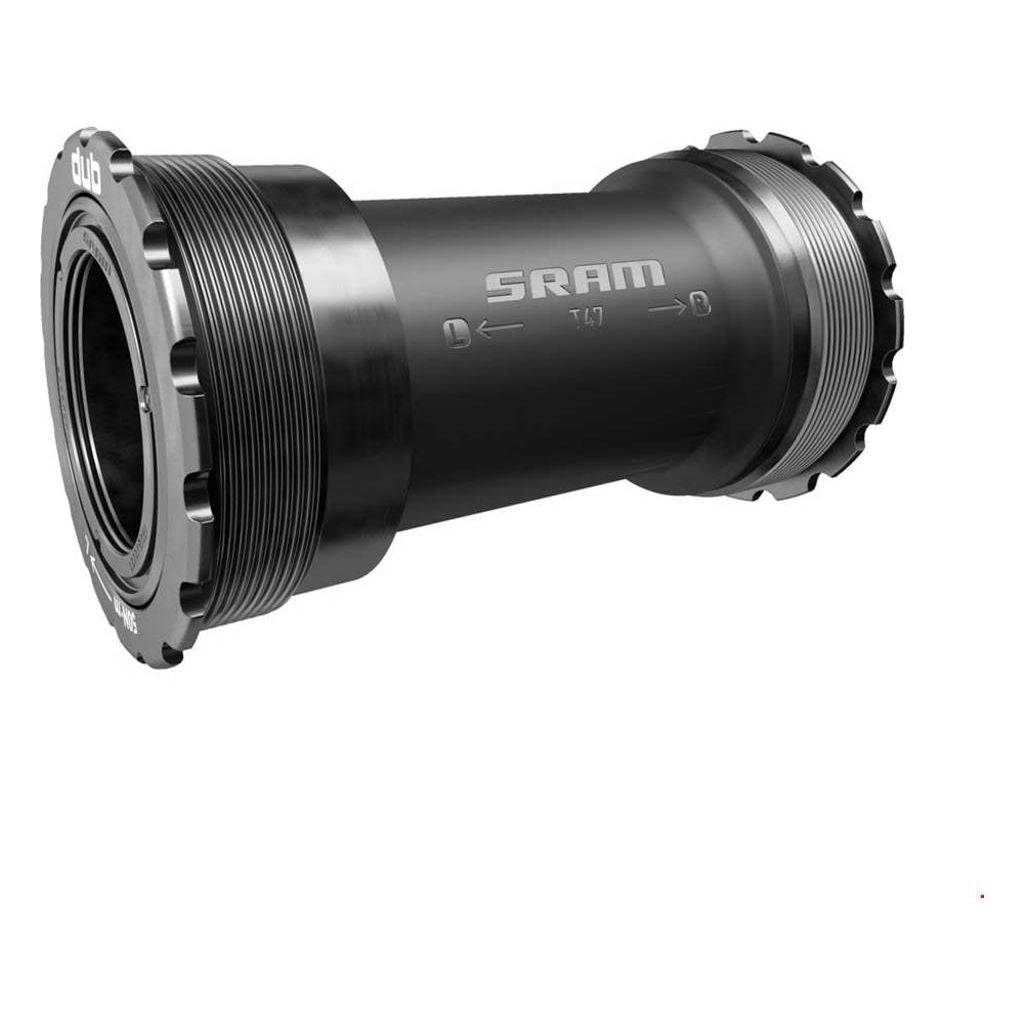 Zwarte Sram Trapas Cupset Dub Race 85.5mm T47 voor racefietsen, zichtbaar met details van de trapas en cupset onderdelen
