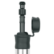 Zwarte SKS Airflex Racer minipomp met handpompfunctie, 196 mm voor het oppompen van banden, zichtbaar in de afbeelding.