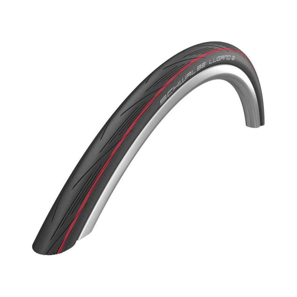 Schwalbe Lugano II 28" racefiets buitenband met K-Guard, vouwband, zwart en rood, geschikt voor snel fietsgebruik