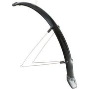 Zwarte Eurofender Rapido spatbordset voor 26-inch fietsen, inclusief twee spatborden en bevestigingsmateriaal.