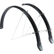 Eurofender Spatbordset Elegance voor 28" fietsen, 46 mm breed, inclusief voor- en achterspatborden, zwart kunststof.