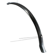 Voorspatbord Eurofender Snello 28 inch, 51 mm, zwart kunststof, geschikt voor fietsvoorspatbord, close-up van de bevestiging.