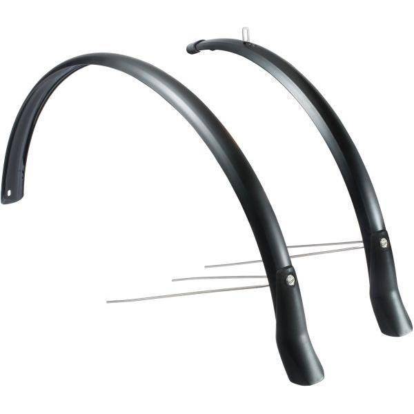 Eurofender Snello spatbordset voor 28-inch fietsen, inclusief twee spatborden van 51 mm breed, zwart kunststof.