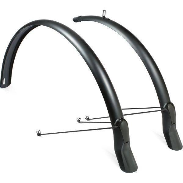 Eurofender Scatto spatbordenset voor 28-inch fietsen, 51 mm breedte, inclusief voor- en achterspatborden in zwart.