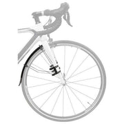 Zwarte M-Wave Mud Max Race Qr 33 Ext spatbordset voor racefietsen, zichtbaar met bevestigingsranden en ontwerp.